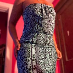 Strapless Teal Maxi Dress